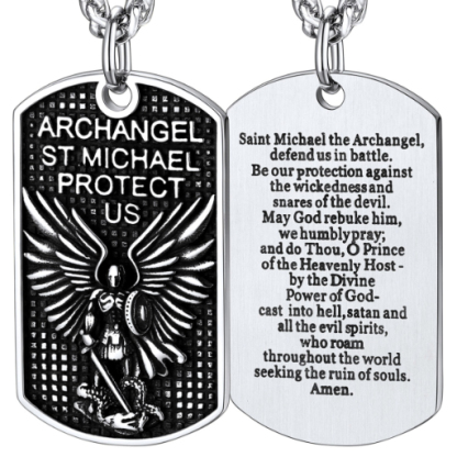Stainless Steel St. Christopher Dog Tag Necklace for Men