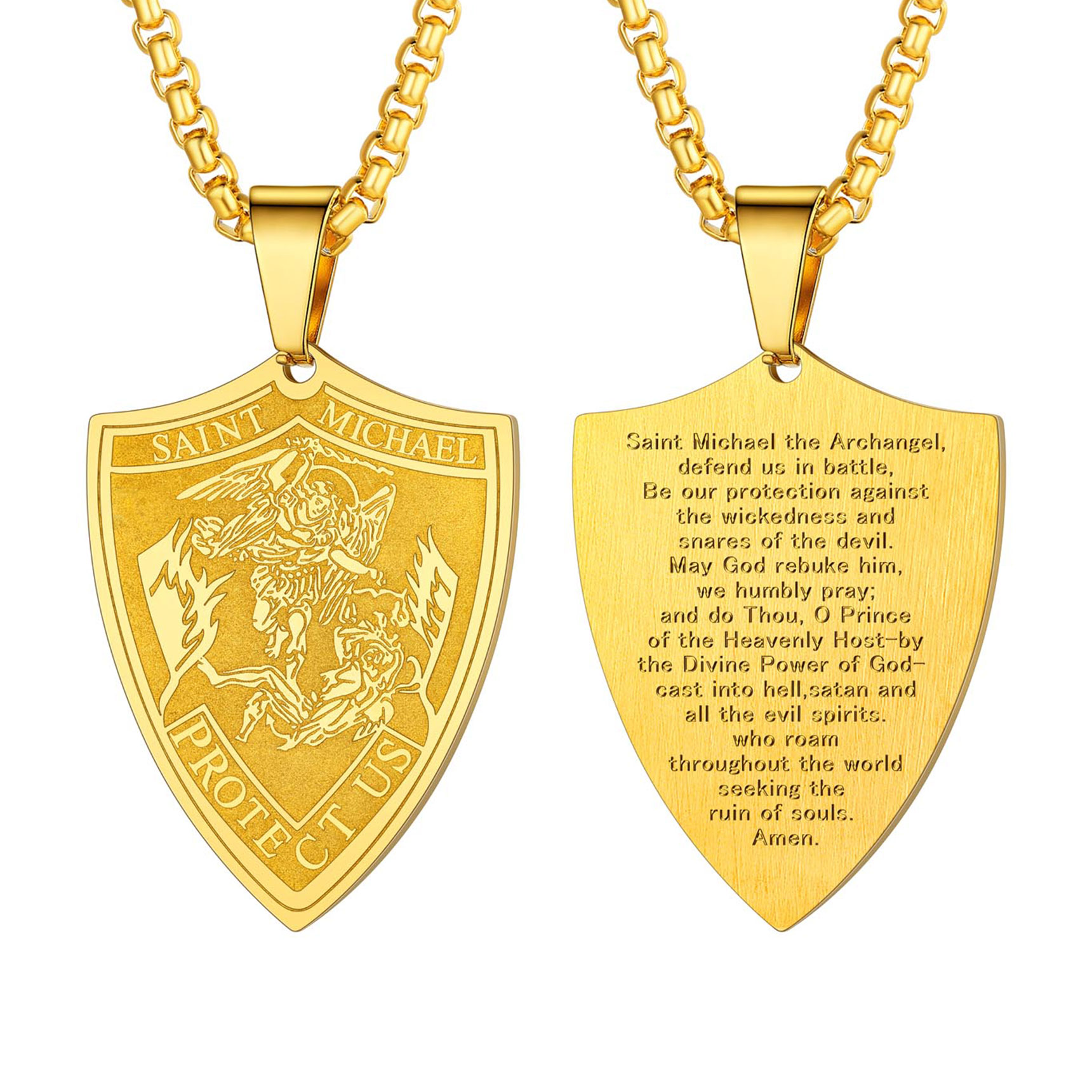 Stainless Steel St. Christopher Dog Tag Necklace for Men