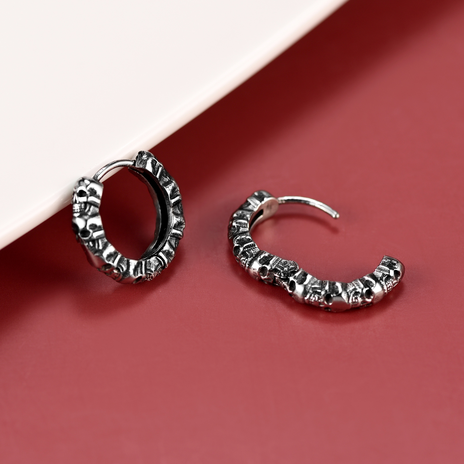 Stainless Steel Skull Hoop Earrings for Men Women