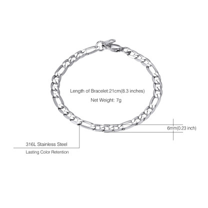 Staliness Steel Figaro Chain Bracelet For Men