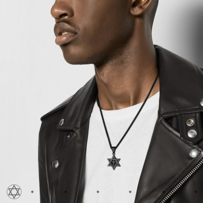 Stainless Steel Jewish Star of David with Cross Pendant Necklace for Men Women