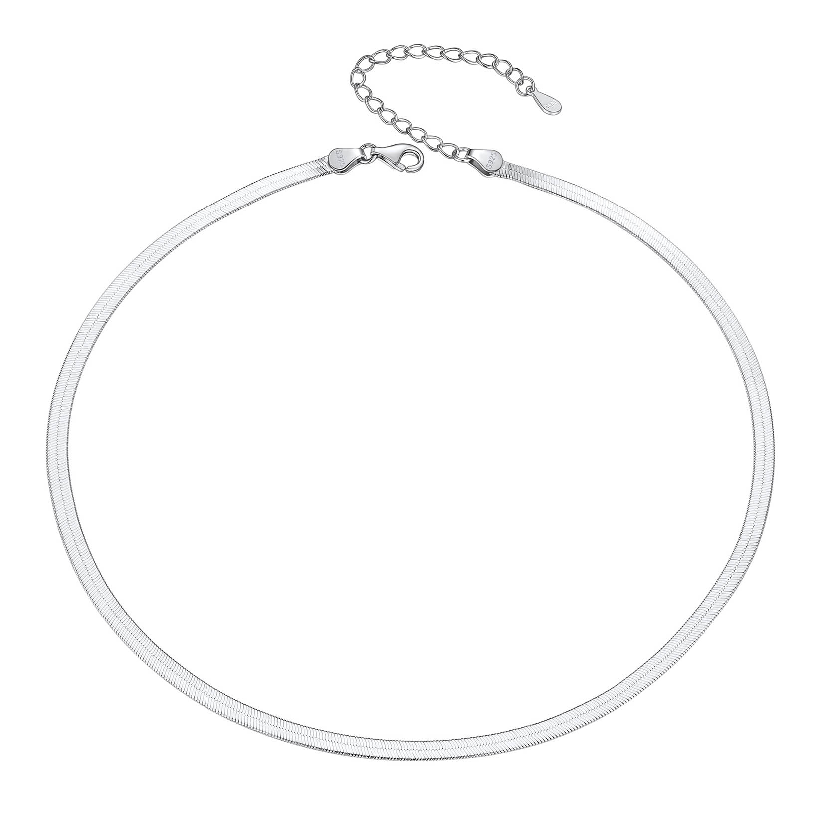 Sterling Silver Flat Snake Chain Necklace 3mm Blade Choker For Women