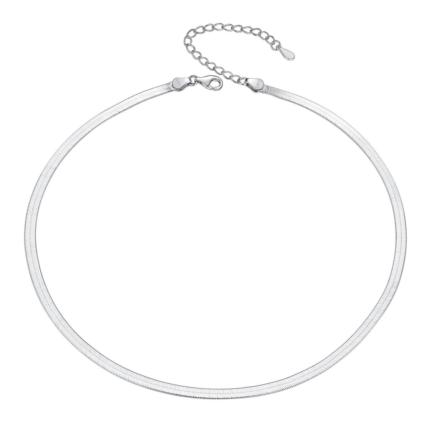 Sterling Silver Flat Snake Chain Necklace 3mm Blade Choker For Women