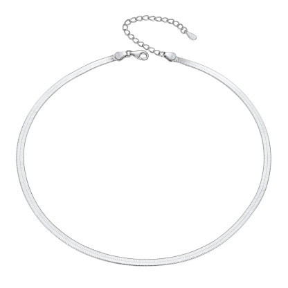 Sterling Silver Flat Snake Chain Necklace 3mm Blade Choker For Women