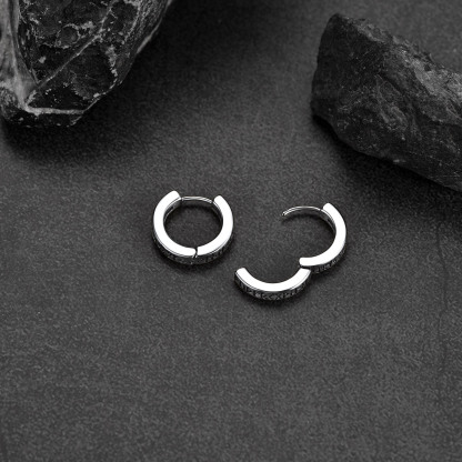 Viking Rune Huggie Hoop Earrings for Men