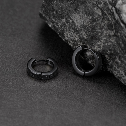 Viking Rune Huggie Hoop Earrings for Men
