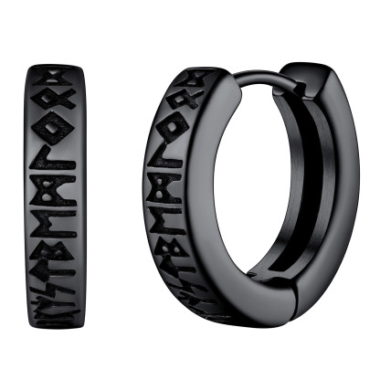 Viking Rune Huggie Hoop Earrings for Men
