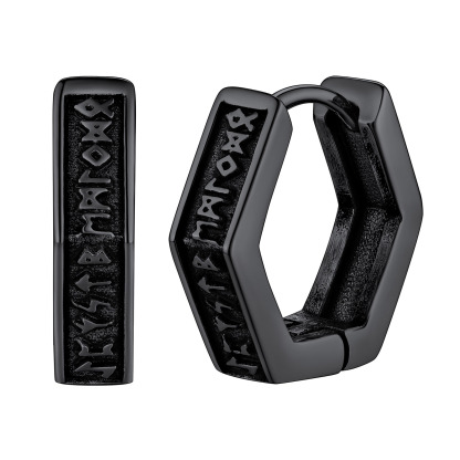 Hexagon Runes Hoops Earring for Men