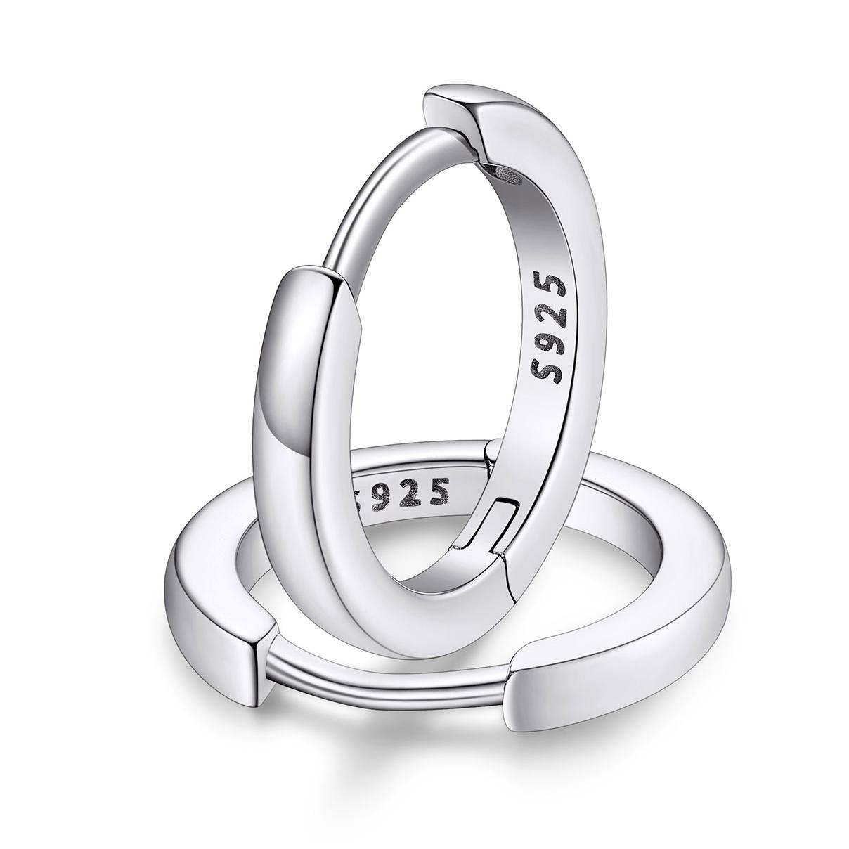 Classic Sterling Silver Huggie Hoop Earrings for Men Women