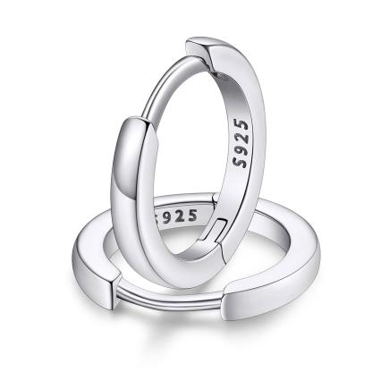 Classic Sterling Silver Huggie Hoop Earrings for Men Women