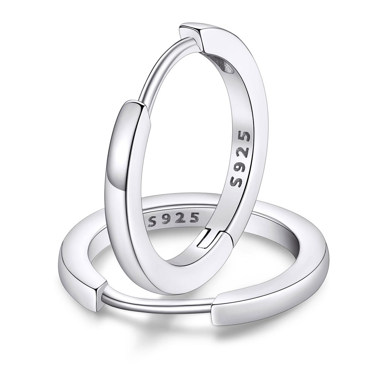 Classic Sterling Silver Huggie Hoop Earrings for Men Women