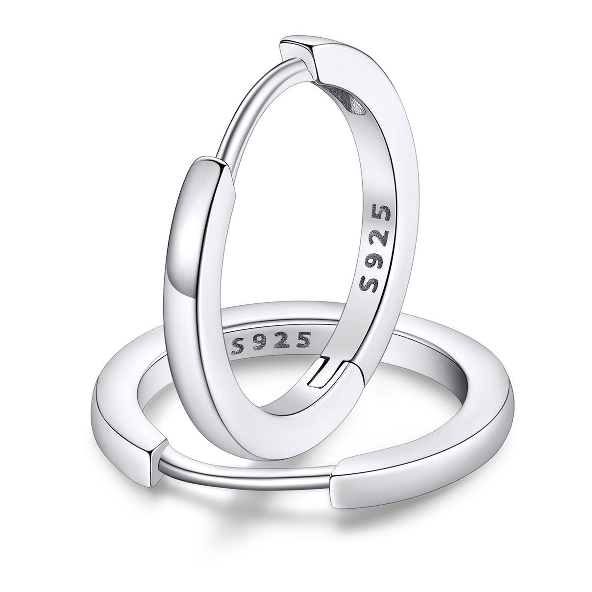 Classic Sterling Silver Huggie Hoop Earrings for Men Women
