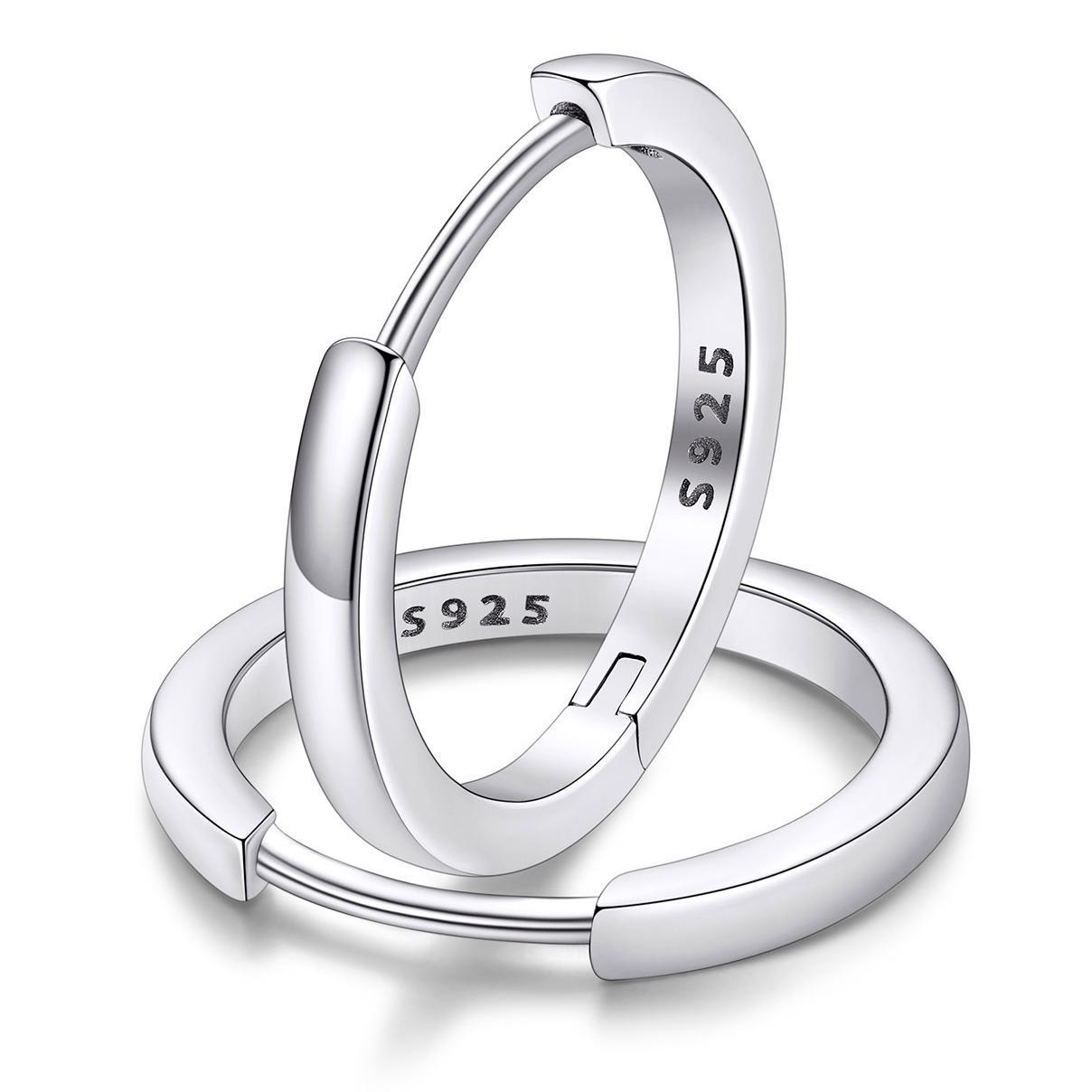 Classic Sterling Silver Huggie Hoop Earrings for Men Women