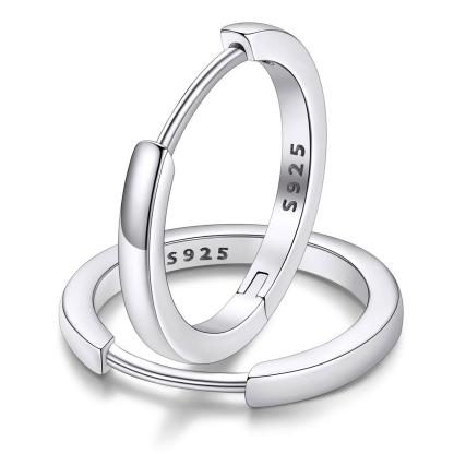 Classic Sterling Silver Huggie Hoop Earrings for Men Women