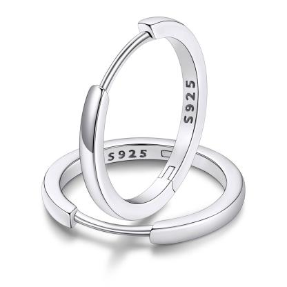 Classic Sterling Silver Huggie Hoop Earrings for Men Women