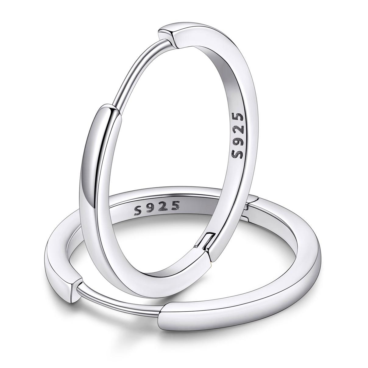 Classic Sterling Silver Huggie Hoop Earrings for Men Women