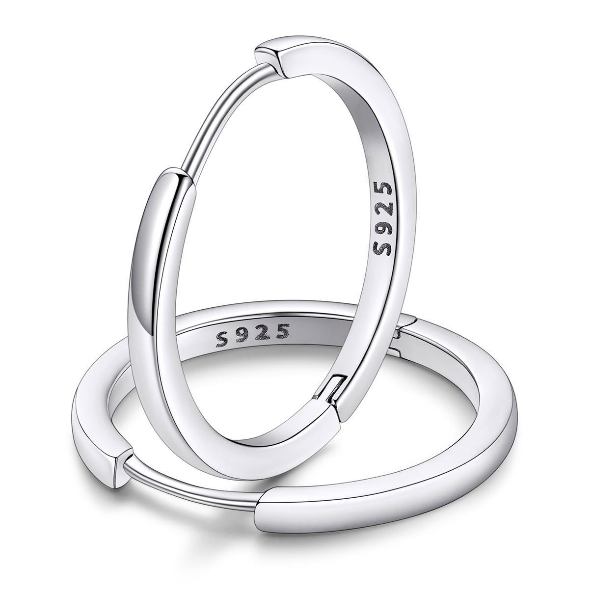 Classic Sterling Silver Huggie Hoop Earrings for Men Women