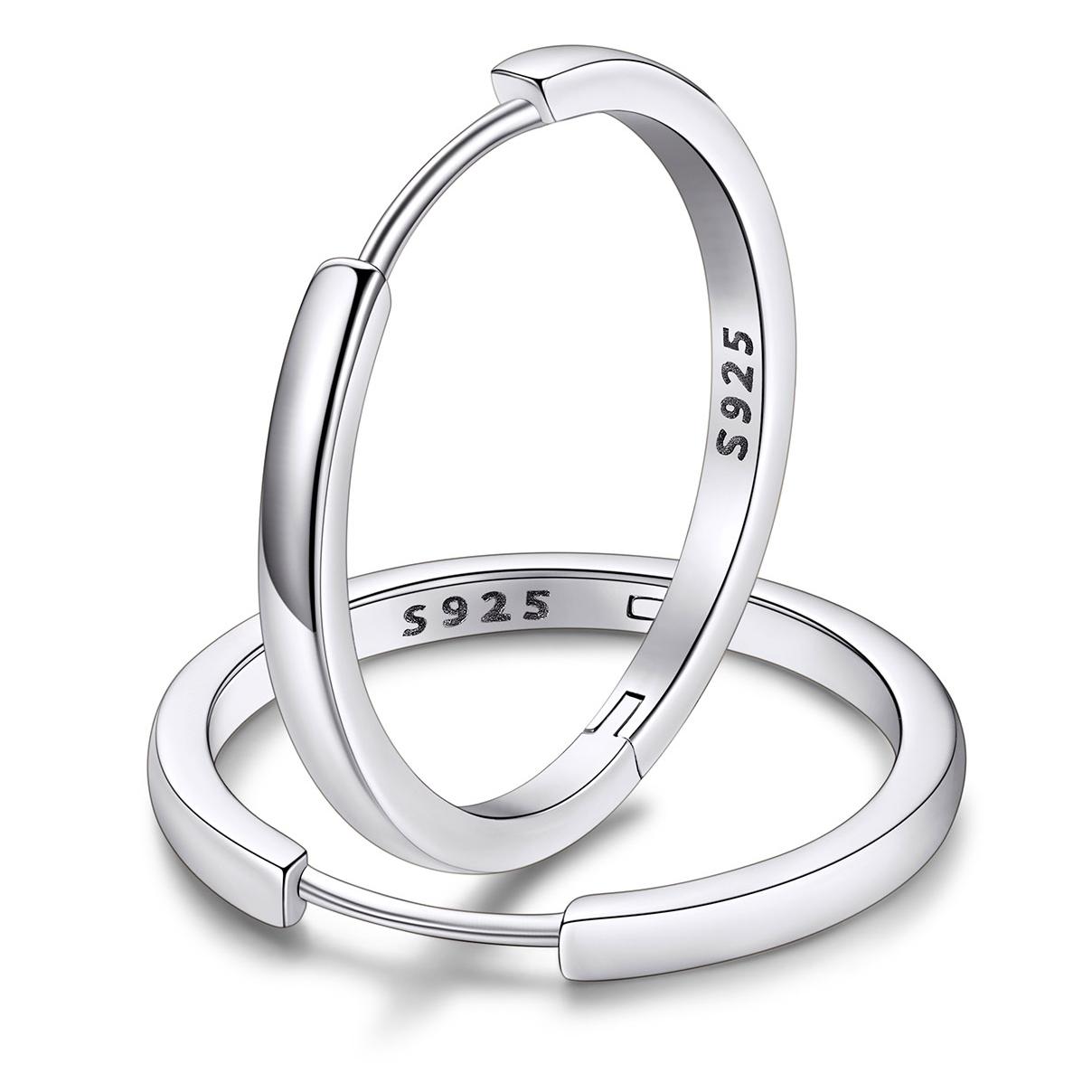 Classic Sterling Silver Huggie Hoop Earrings for Men Women