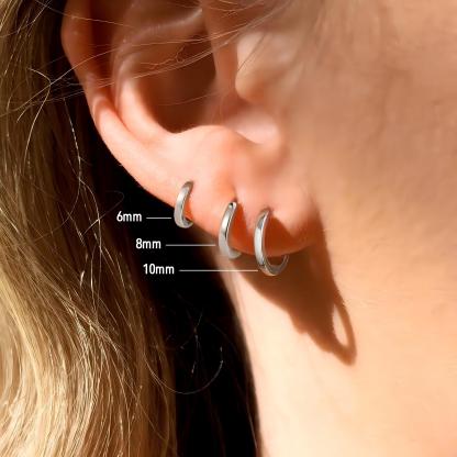 Classic Sterling Silver Huggie Hoop Earrings for Men Women