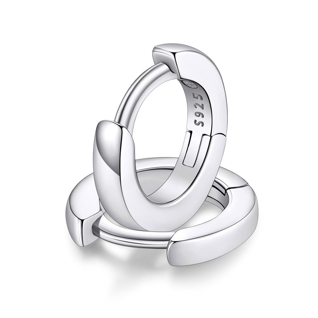 Classic Sterling Silver Huggie Hoop Earrings for Men Women