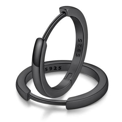 Classic Sterling Silver Huggie Hoop Earrings for Men Women