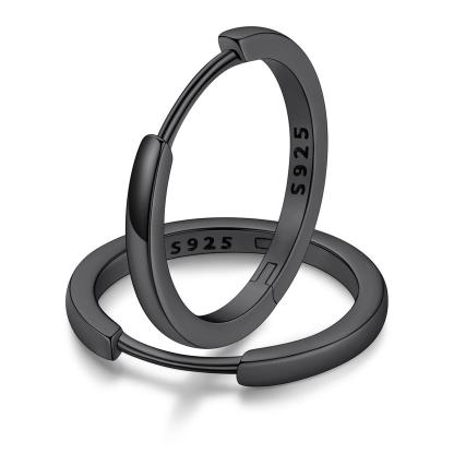 Classic Sterling Silver Huggie Hoop Earrings for Men Women