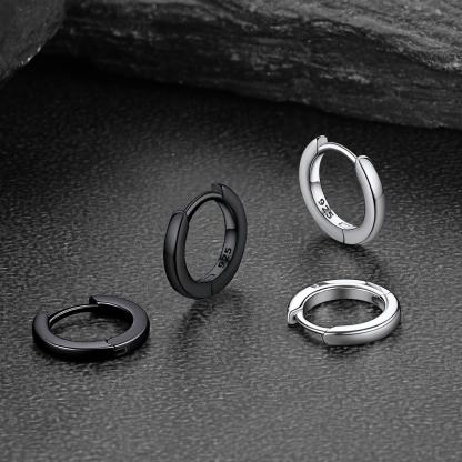 Classic Sterling Silver Huggie Hoop Earrings for Men Women
