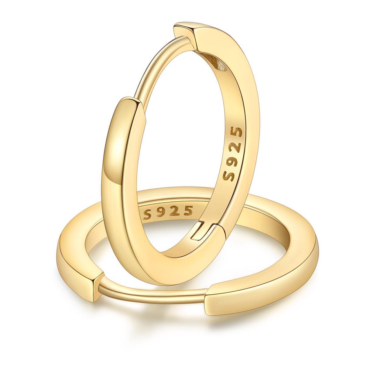 Classic Sterling Silver Huggie Hoop Earrings for Men Women