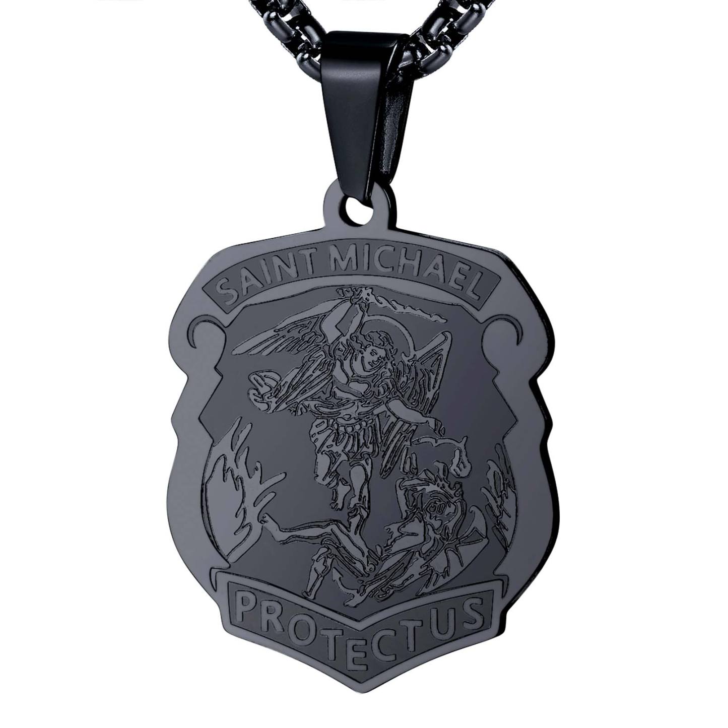 Black Saint Michael Archangel Shield Pendant