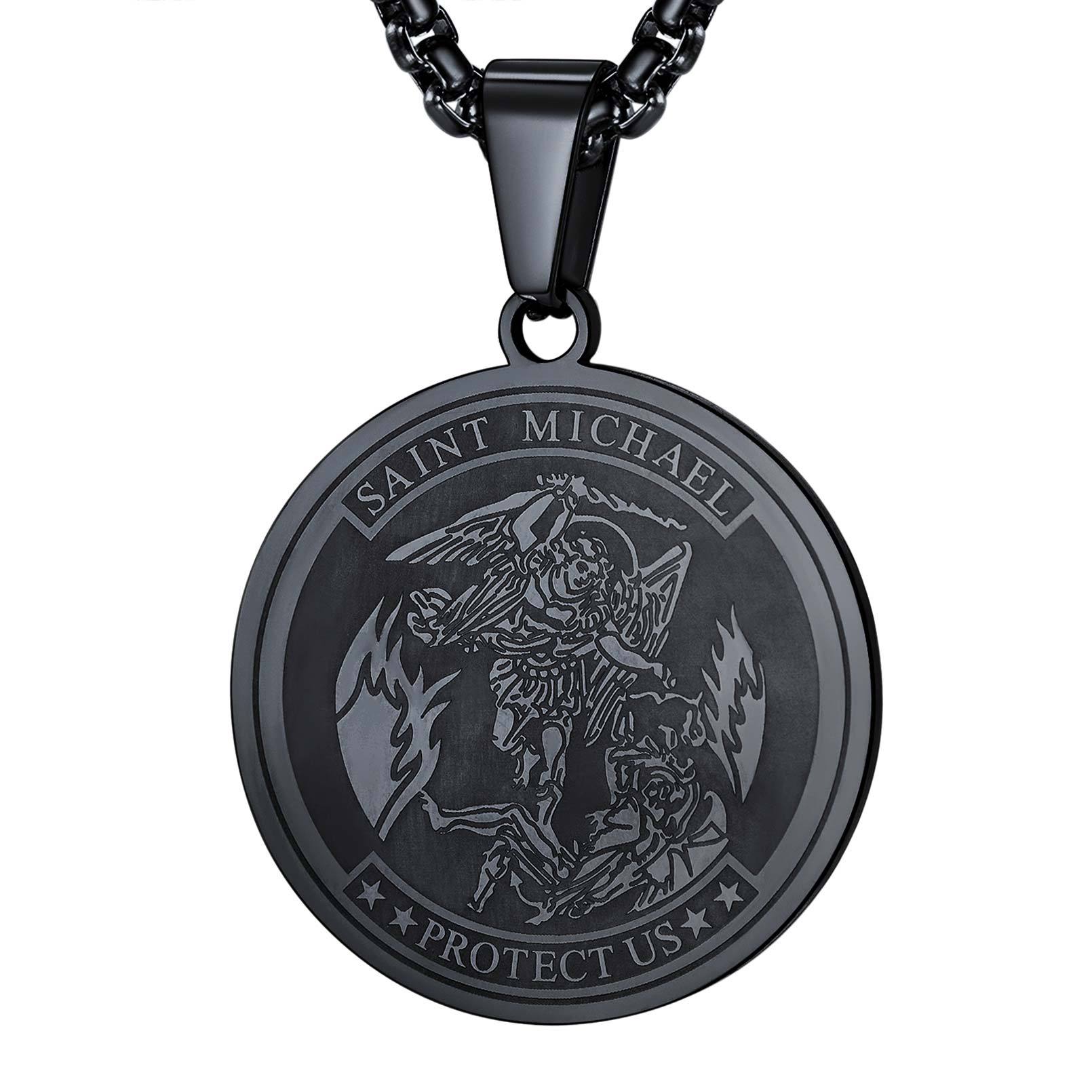 St. Michael Coin Necklace Medal Protection Pendant For Men