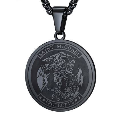St. Michael Coin Necklace Medal Protection Pendant For Men