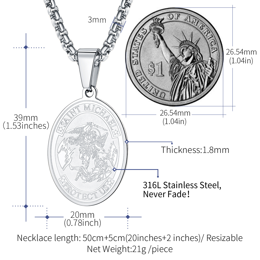  Archangel St. Michael Medal Pendant Necklace for Mowen Men