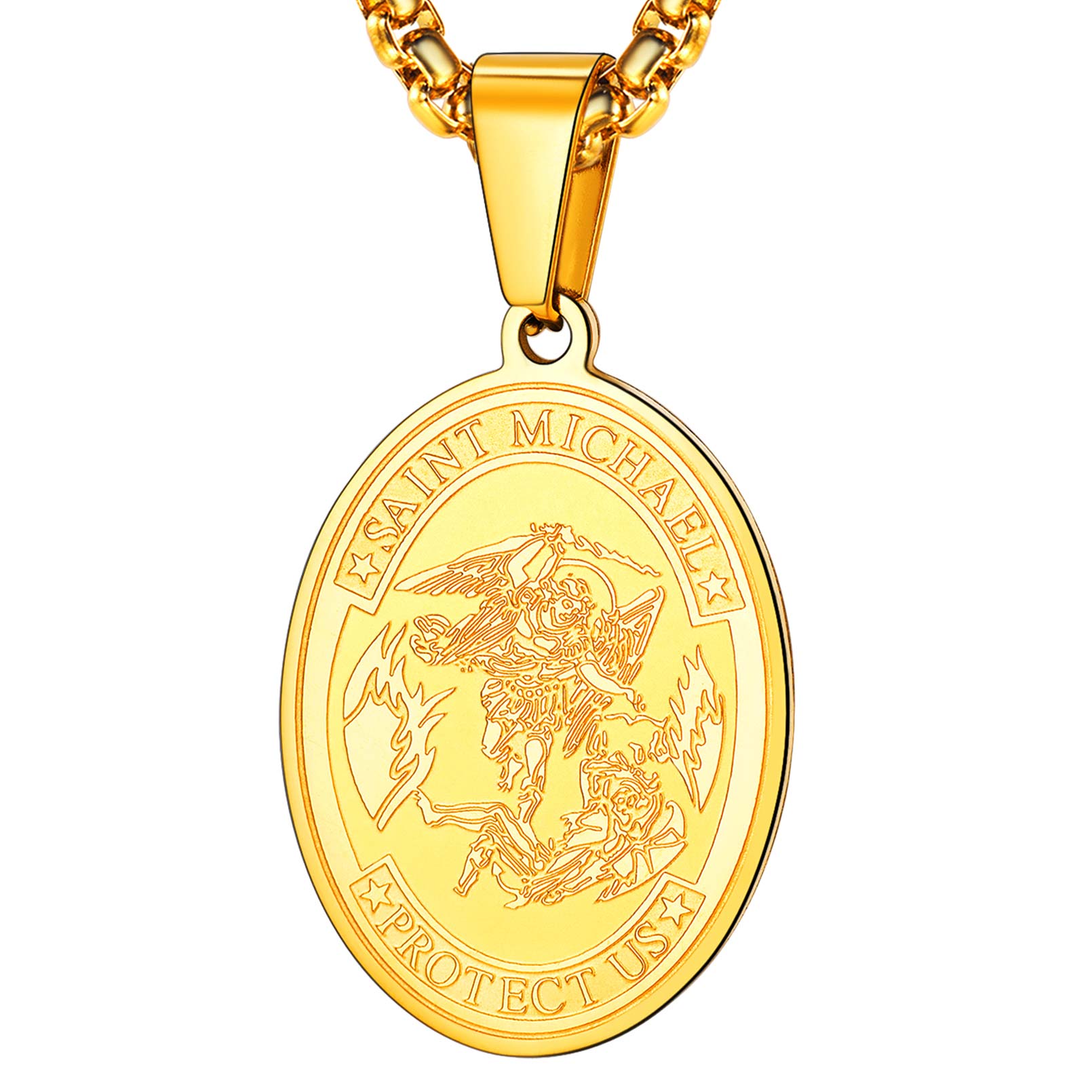 Archangel St. Michael Medal Pendant Necklace for Men