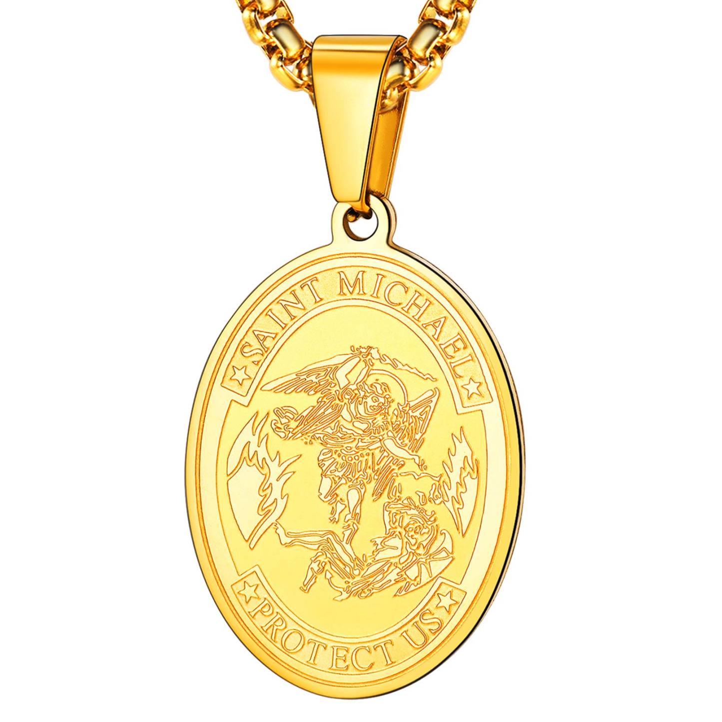 Archangel St. Michael Medal Pendant Necklace for Men