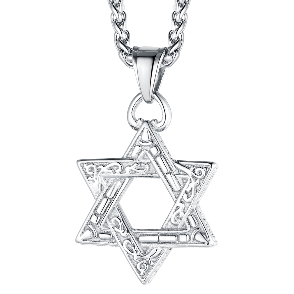 Stainless Steel Star of David Classical Necklace for Men Women