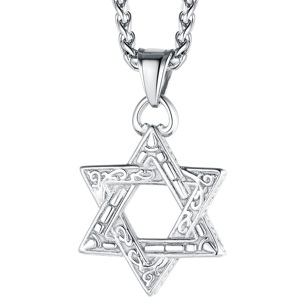 Stainless Steel Star of David Classical Necklace for Men Women