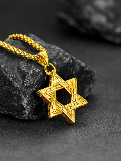 Stainless Steel Star of David Classical Necklace for Men Women