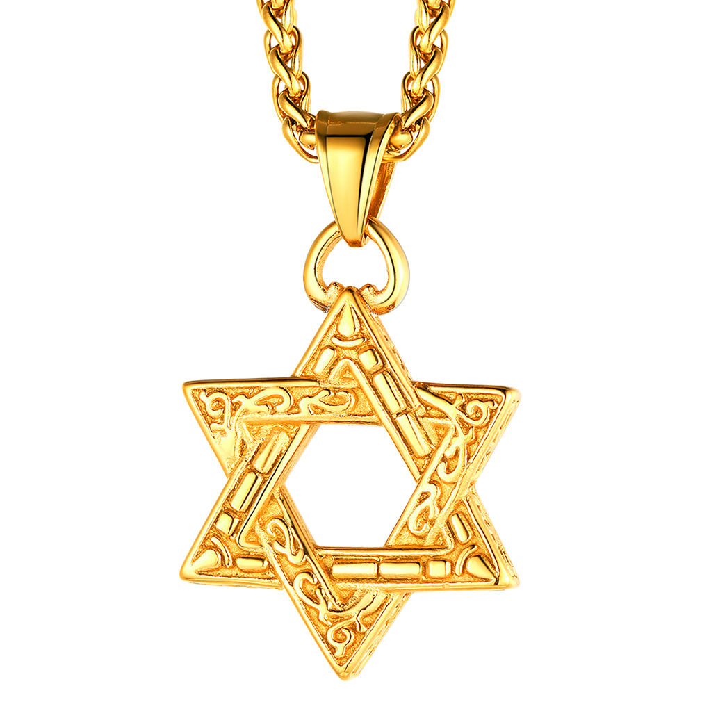 Stainless Steel Star of David Classical Necklace for Men Women