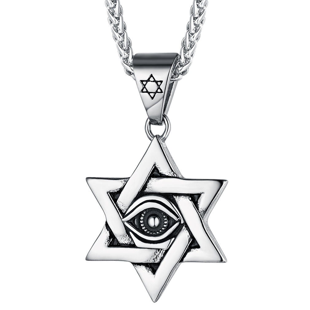 Stainless Steel Metatron's Cube Pendant Necklace 22" for Men Women