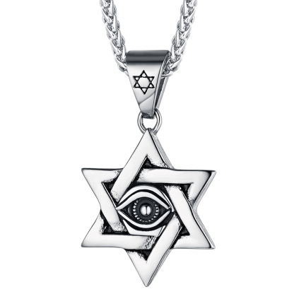 Stainless Steel Metatron's Cube Pendant Necklace 22" for Men Women
