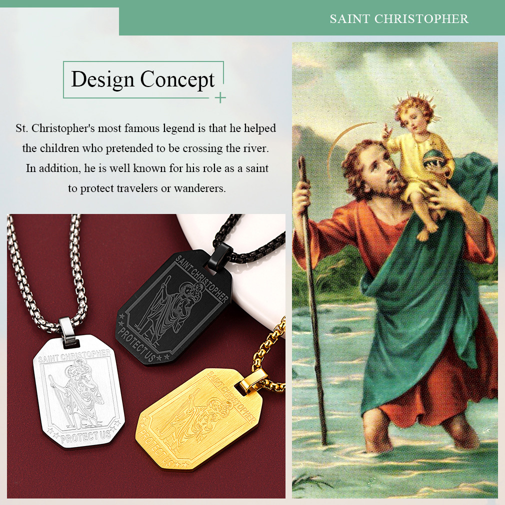 Saint Christopher necklace design concept and religious meaning
