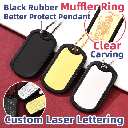 Custom Engraved  St Christopher Pendant Dog Tag Necklace For Men