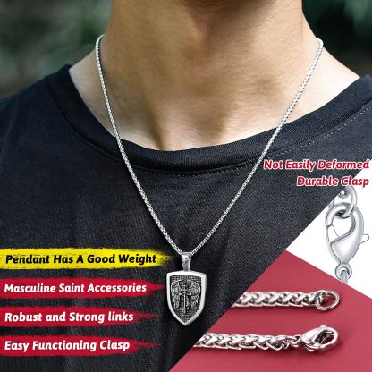 Shield Archangel St. Michael Necklace for Men