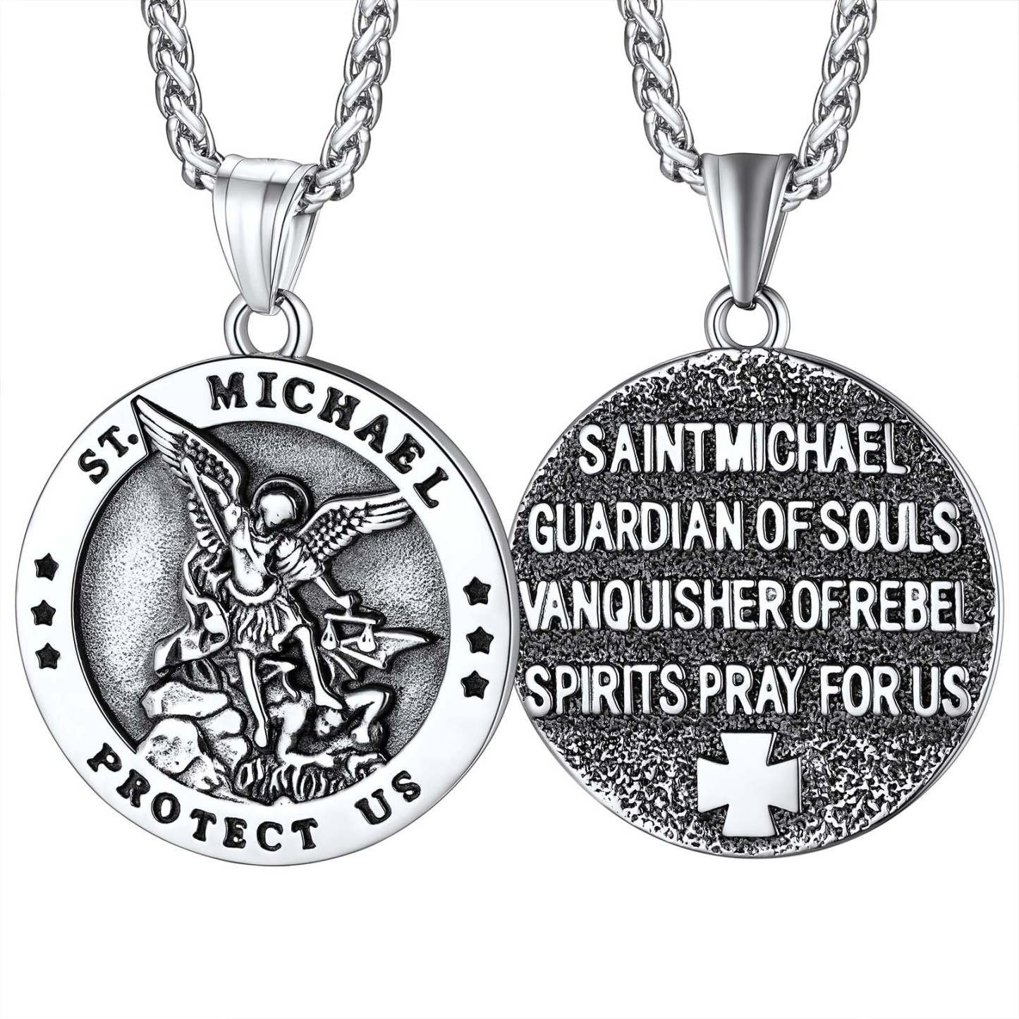 Round St. Michael Medallion Pendant Necklace For Men
