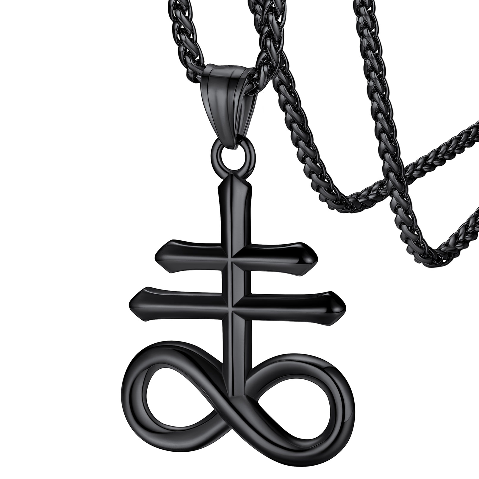 Black stainless steel Leviathan Cross pendant for men