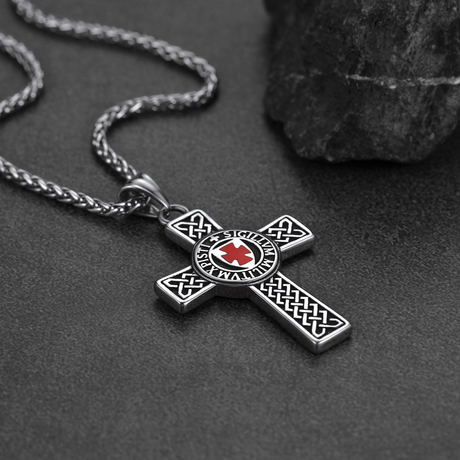 Knight Templar Cross Necklace - Celtic cross pendant for men