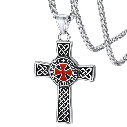 Knight Templar Cross Necklace Silver