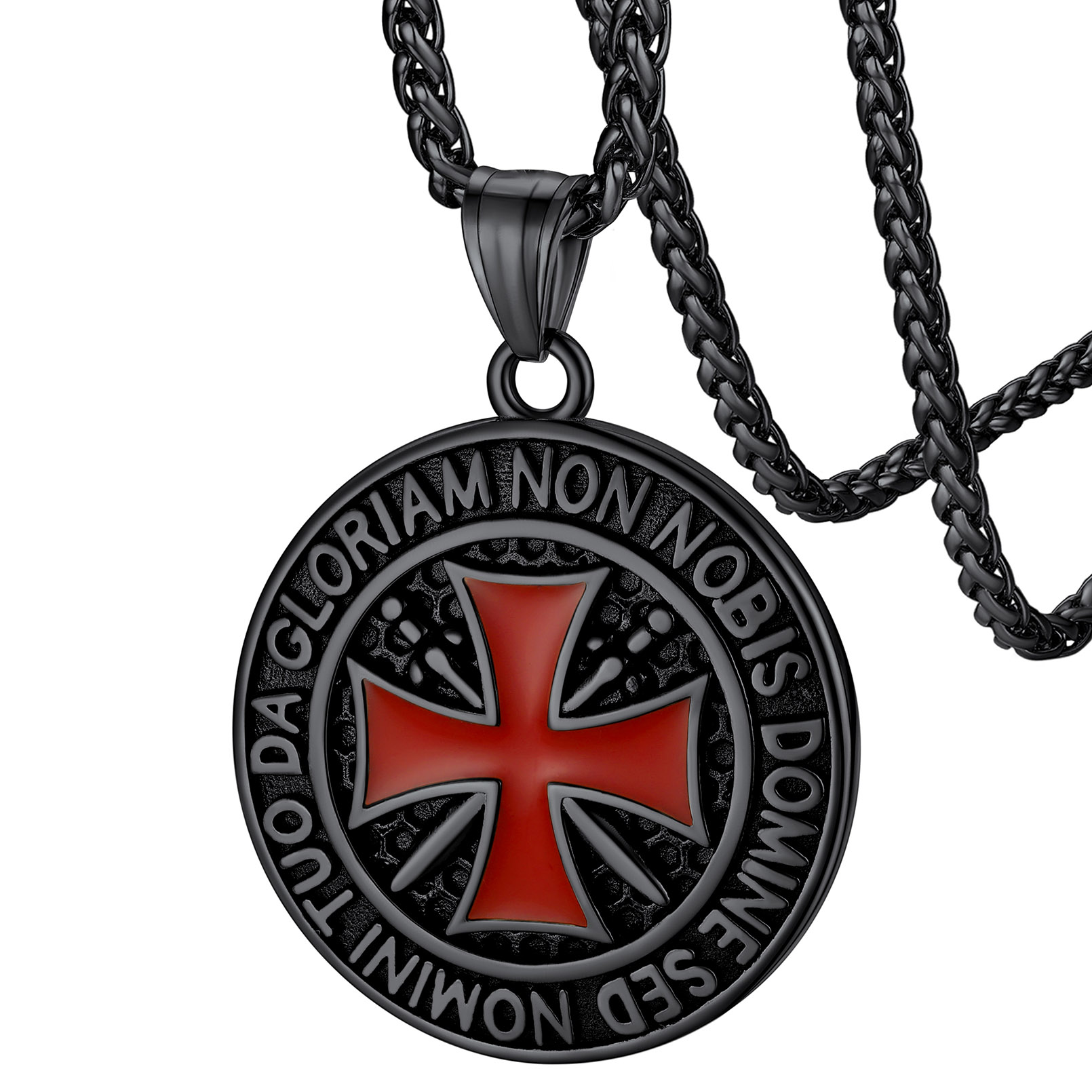 Black Stainless Steel Knights Templar Necklace