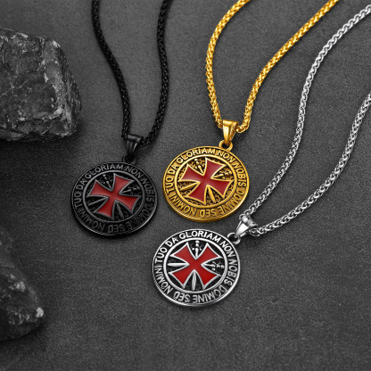 Templar cross pendant necklace flat lay
