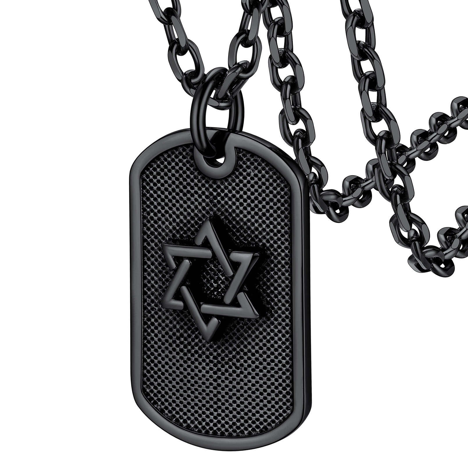 Stainless Steel Star of David Dog Tag Necklace for Men Women